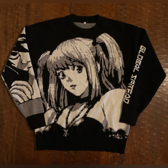 Black Air Unisex Size Large Black & White Knit Anime Crewneck Sweater - Picture 10 of 10